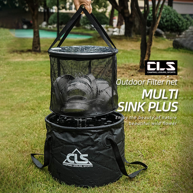 CLS 4Pcs Outdoor Drain Basket Set with Side Mesh Bag 220ml Bottle Portable Folding Bucket CLS 4Pcs Outdoor Drain Basket Set with Side Mesh Bag 220ml Bottle Portable Folding Bucket